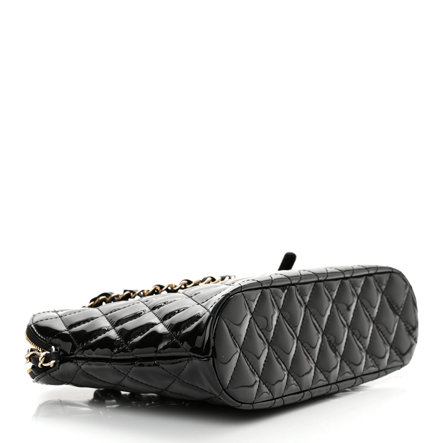 Patent Quilted Shiny Coco Small Shopping Bag Black