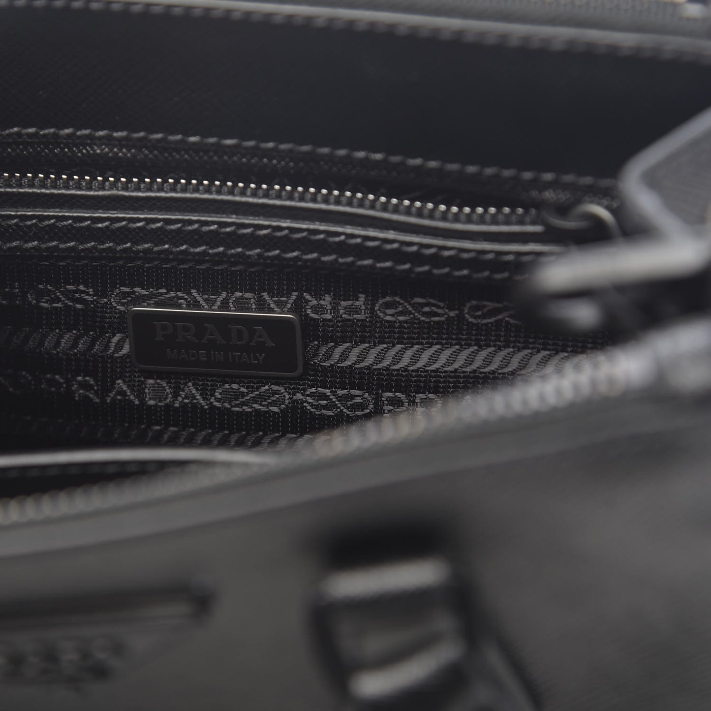 Saffiano Lux Monochrome Mini Galleria Double Zip Tote Black