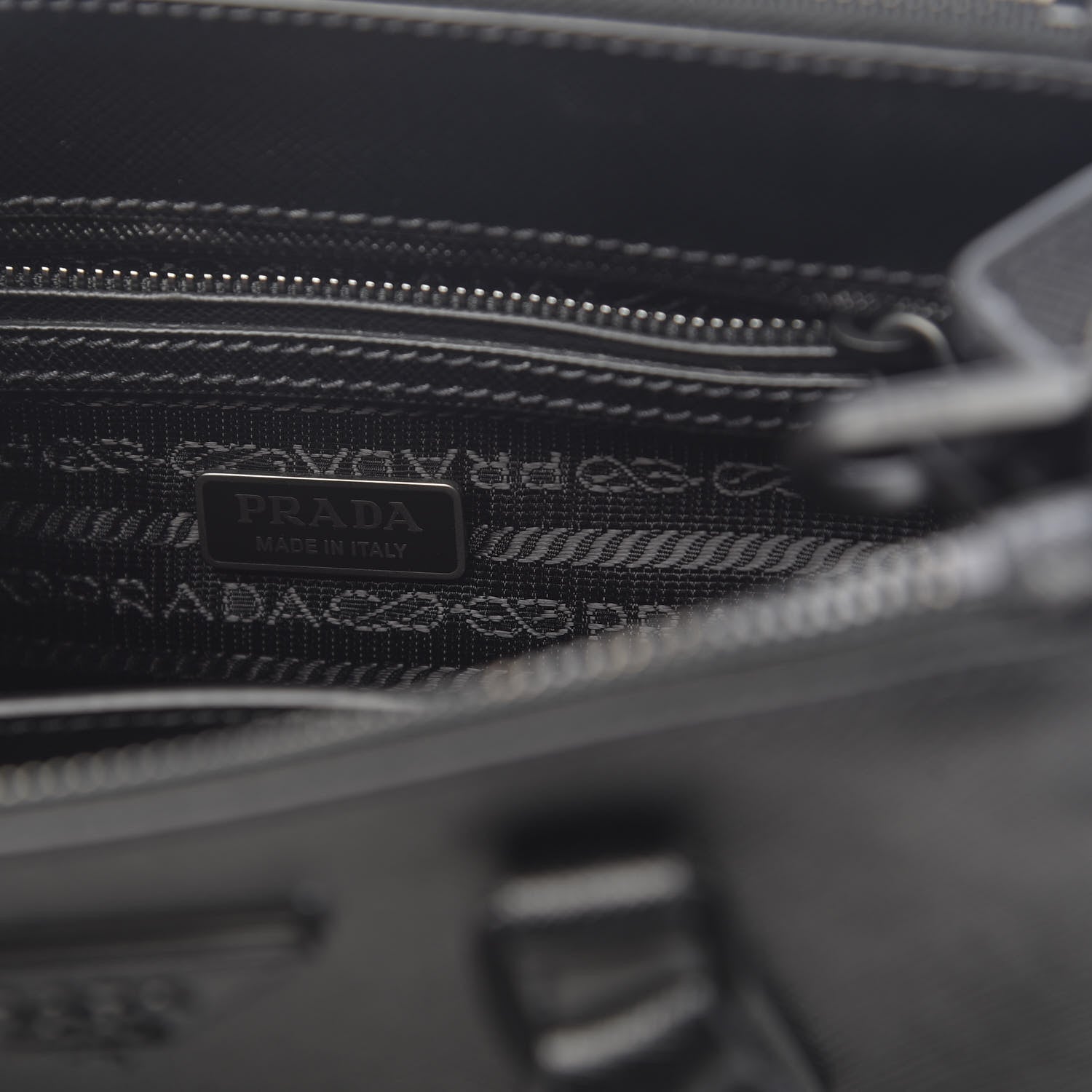 Prada Saffiano Lux Monochrome Mini Galleria Double Zip Tote Black 6 of 9