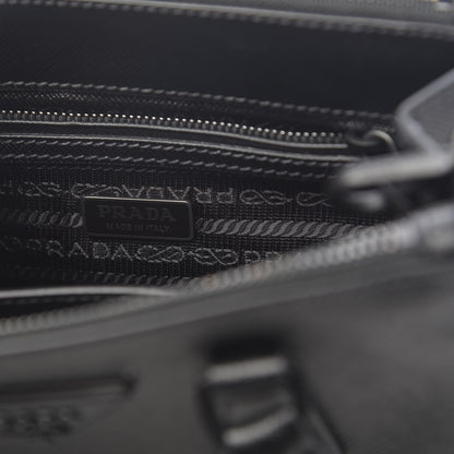 Prada Saffiano Lux Monochrome Mini Galleria Double Zip Tote Black 6 of 9