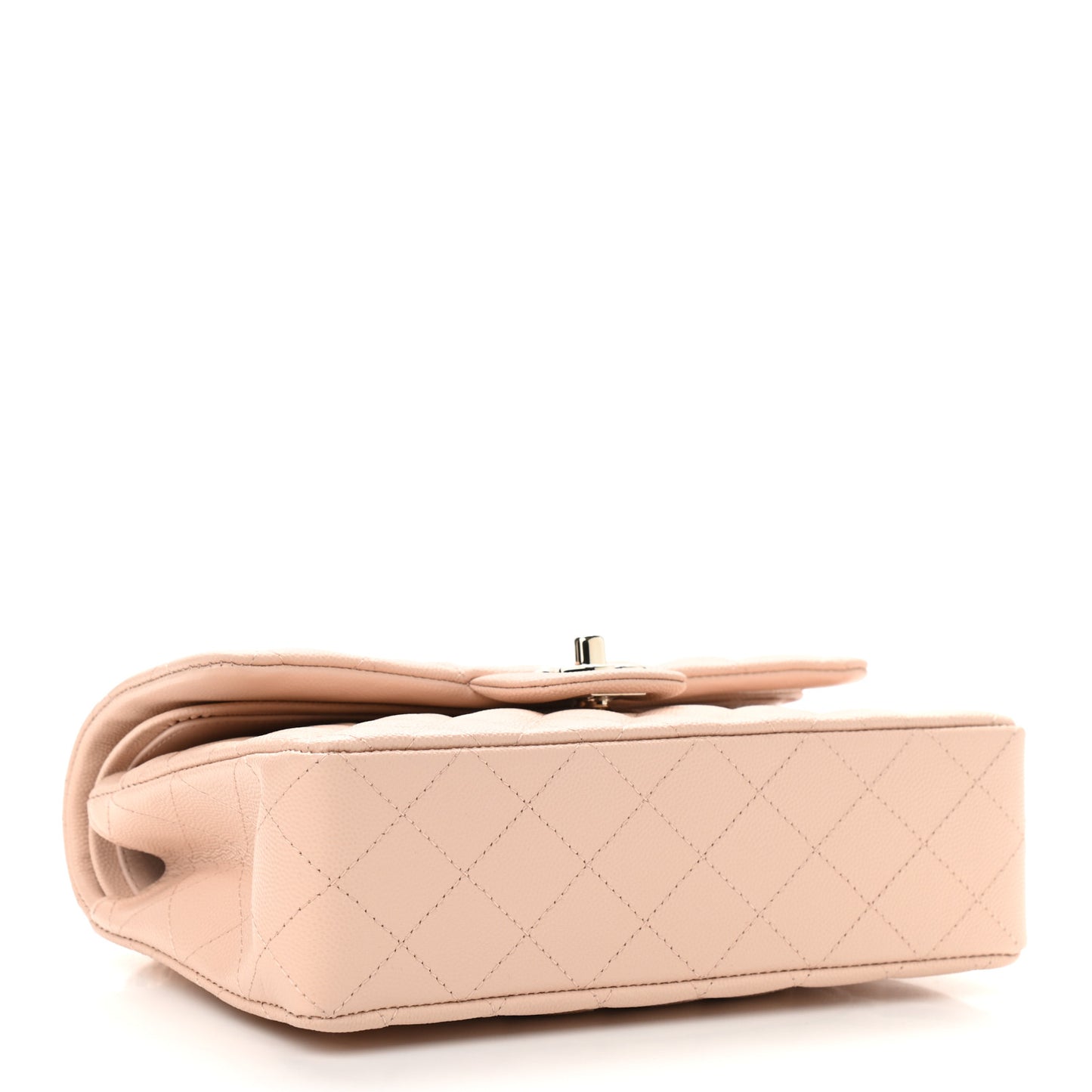 Caviar Quilted Small Double Flap Beige