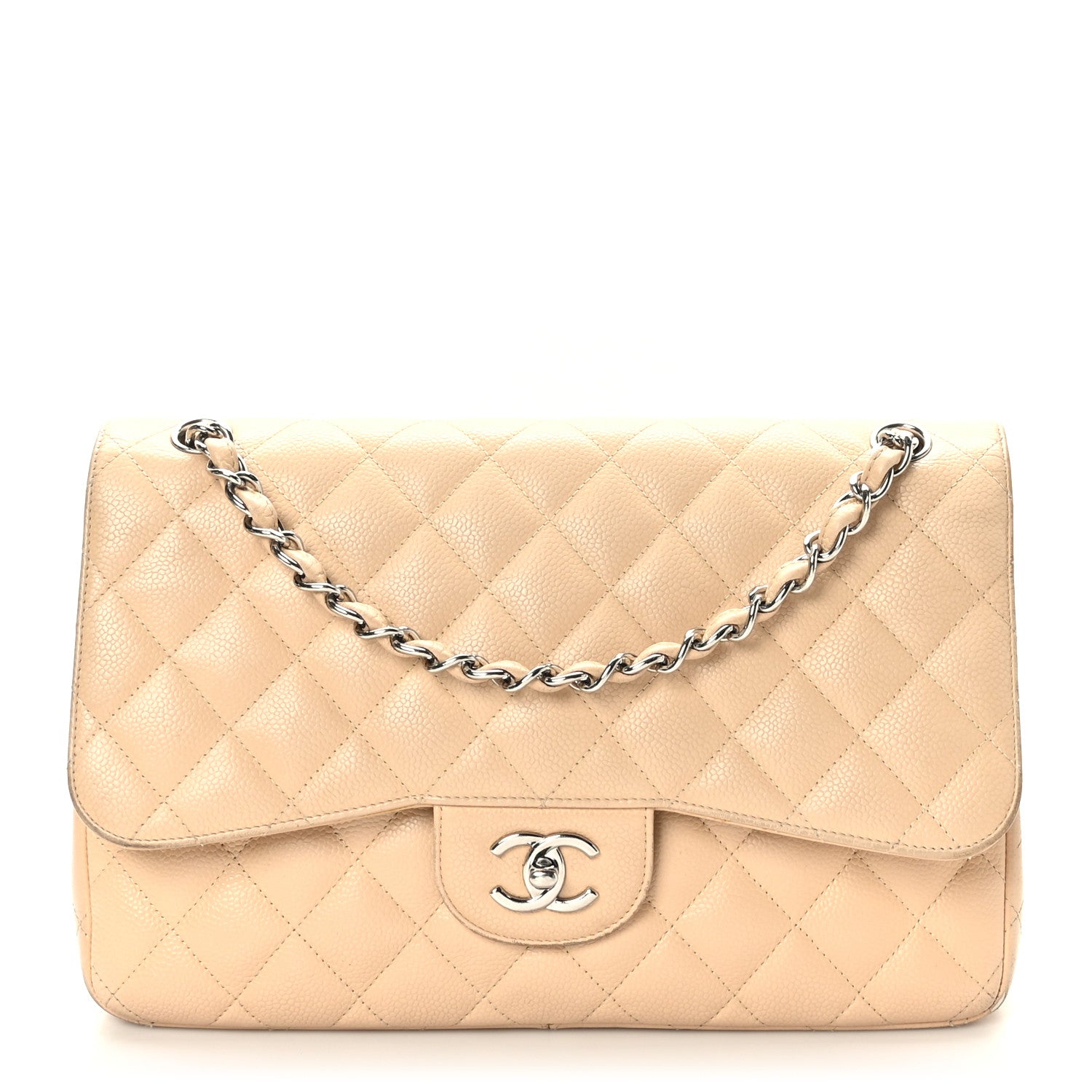 Chanel Caviar Quilted Jumbo Double Flap Beige 1 of 11