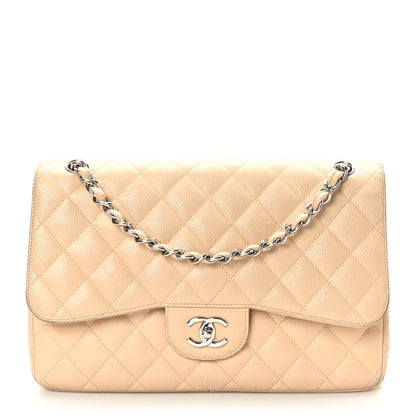 Chanel Caviar Quilted Jumbo Double Flap Beige 1 of 11