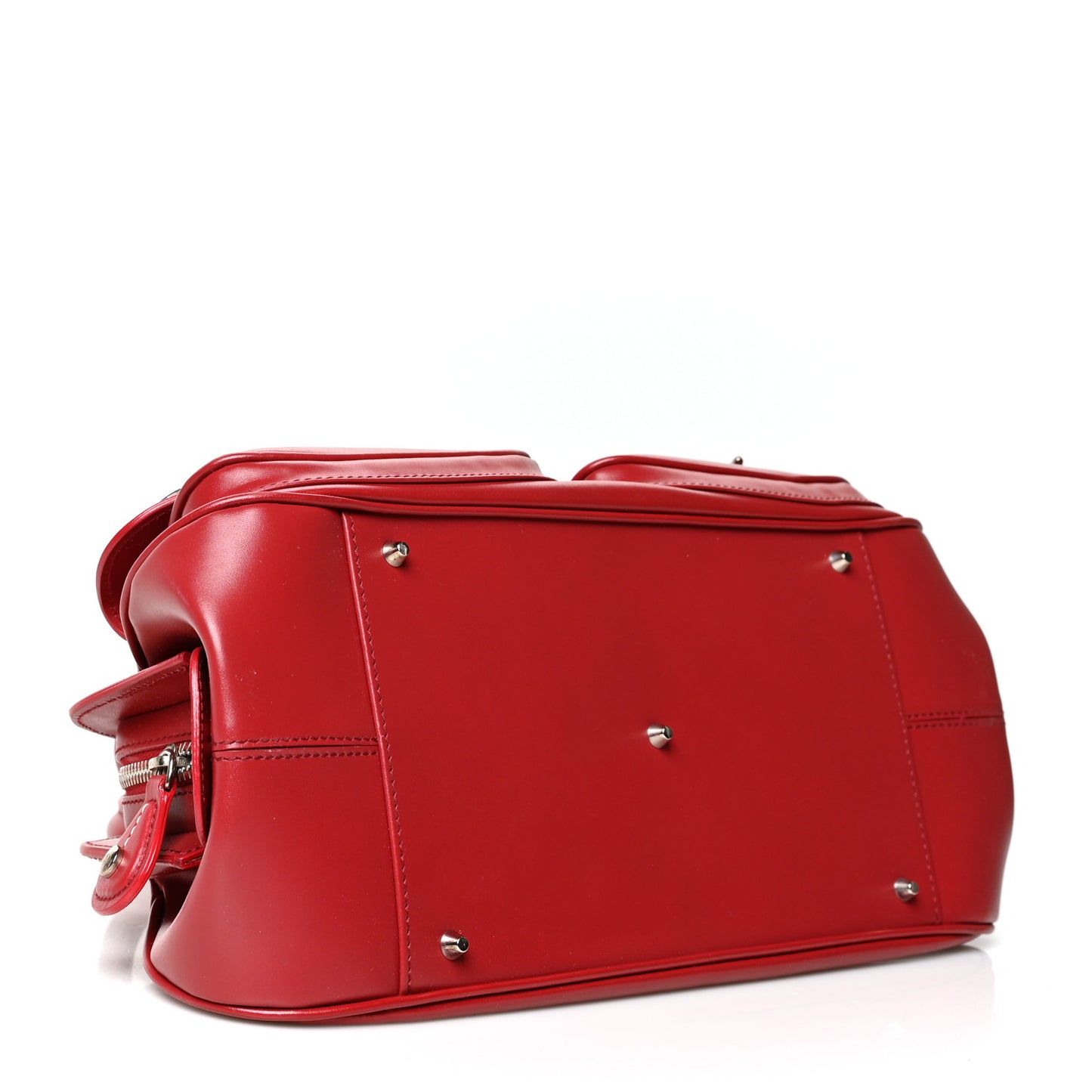 Calfskin Frame Pocket Satchel Red