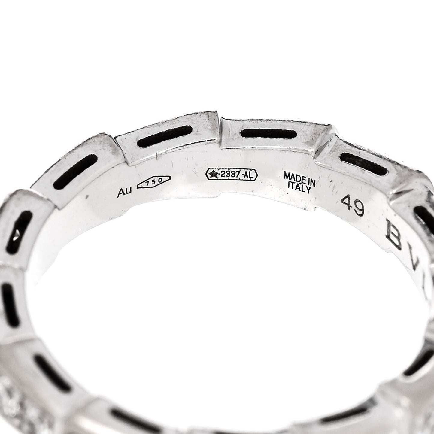 18K White Gold Diamond Serpenti Viper Band Ring 49 5