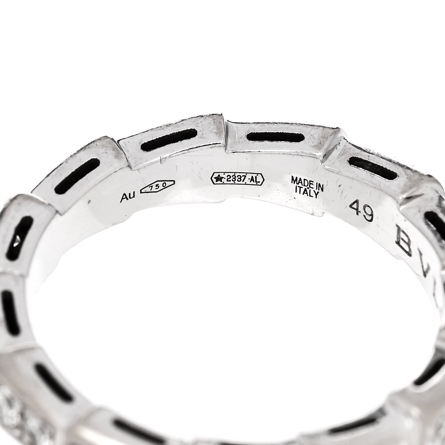 Bulgari 18K White Gold Diamond Serpenti Viper Band Ring 49 5 5 of 7