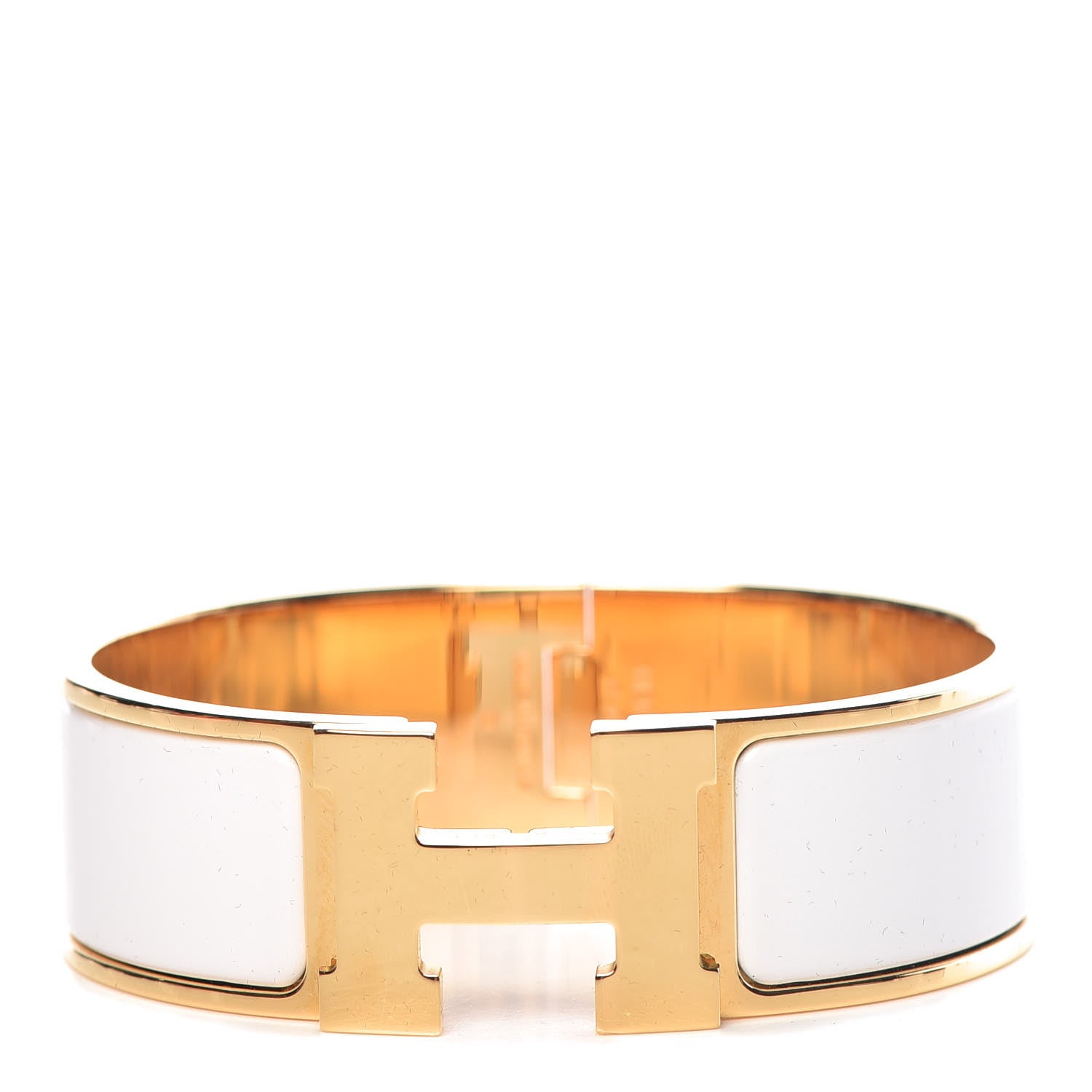 Hermes Enamel Wide Clic Clac H Bracelet GM White 1 of 5