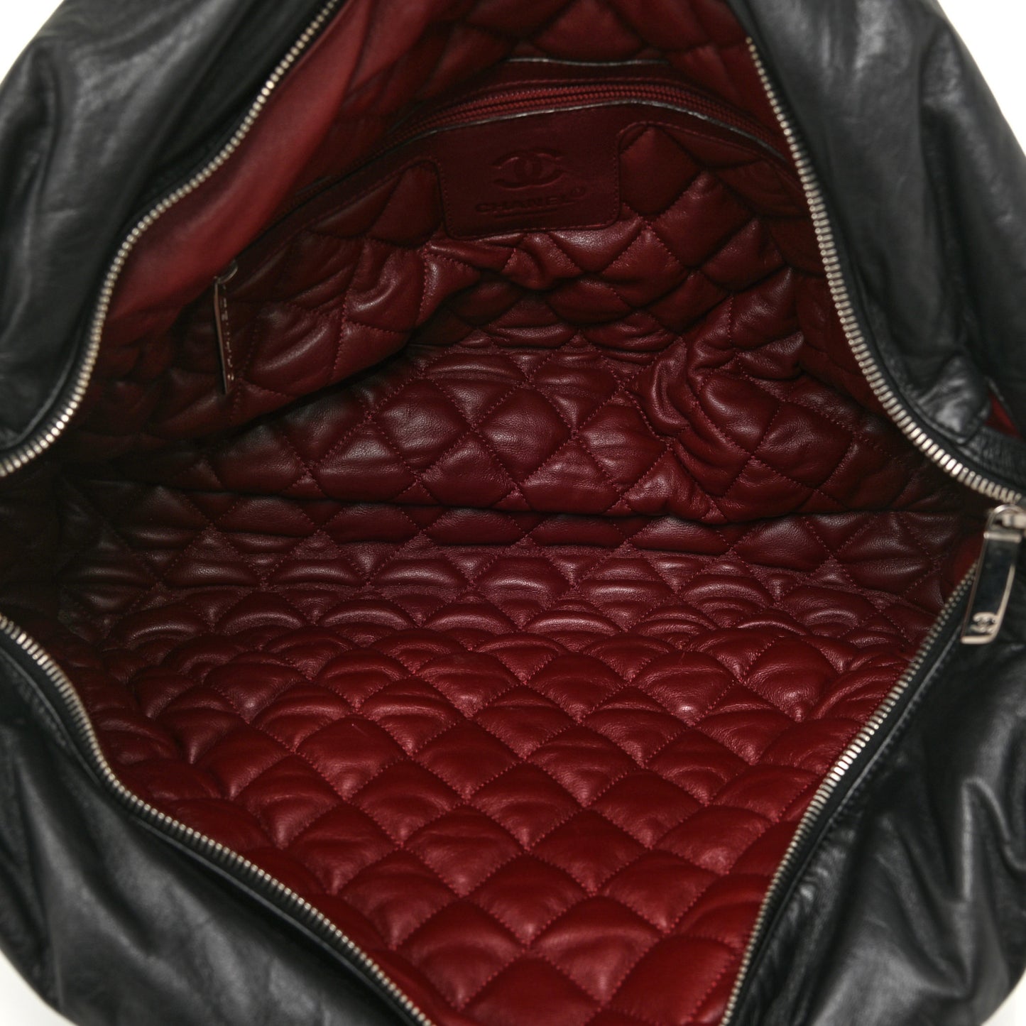 Lambskin Quilted Medium Coco Cocoon Reversible Tote Black