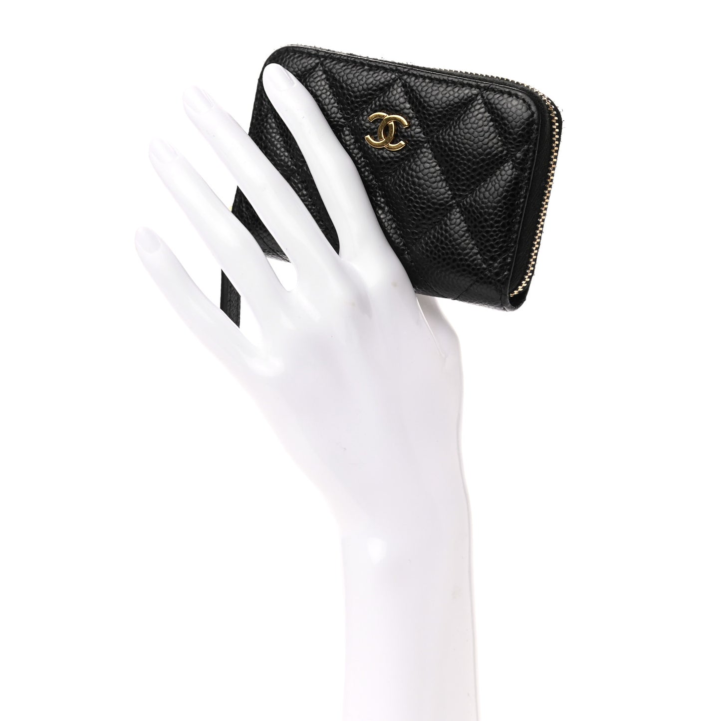 Caviar Quilted Zip Coin Purse Black