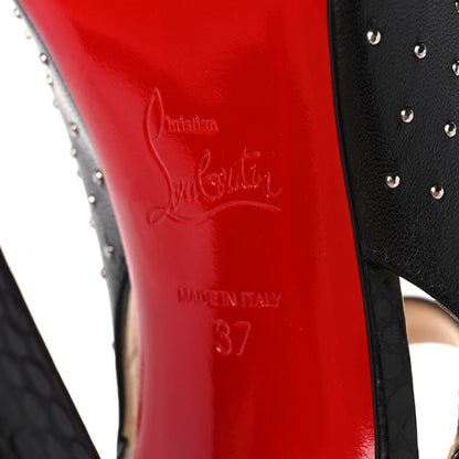 Christian Louboutin Nappa Calfskin Snakeskin Studded Loopinga 100 Pumps 37 Black 6 of 8