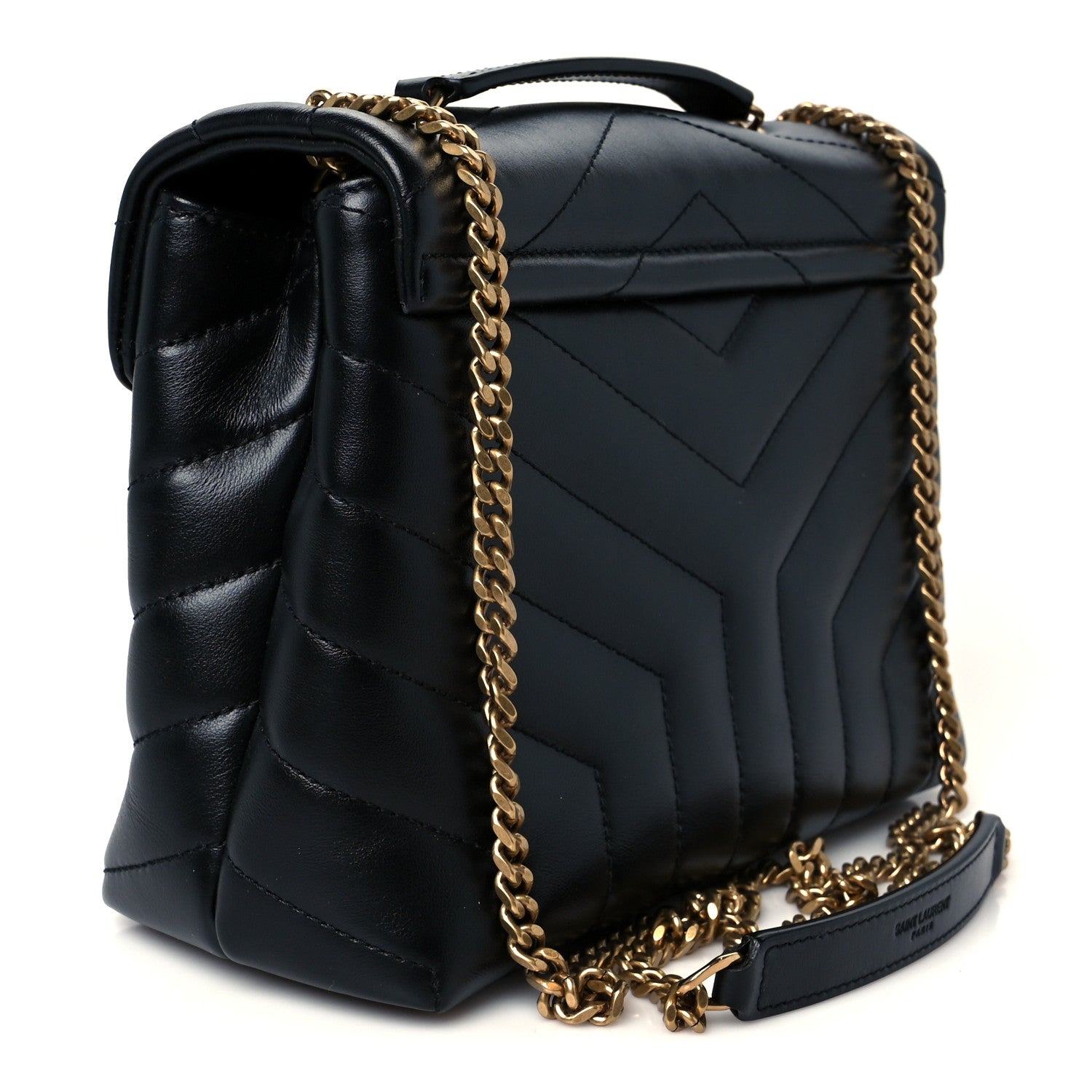 Saint Laurent Calfskin Y Quilted Monogram Small Loulou Chain Satchel Black 3 of 11