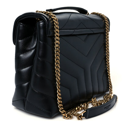 Saint Laurent Calfskin Y Quilted Monogram Small Loulou Chain Satchel Black 3 of 11