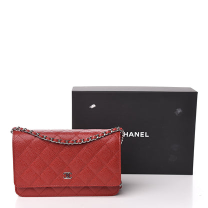 Chanel Caviar Quilted Wallet on Chain WOC Red 12 of 12