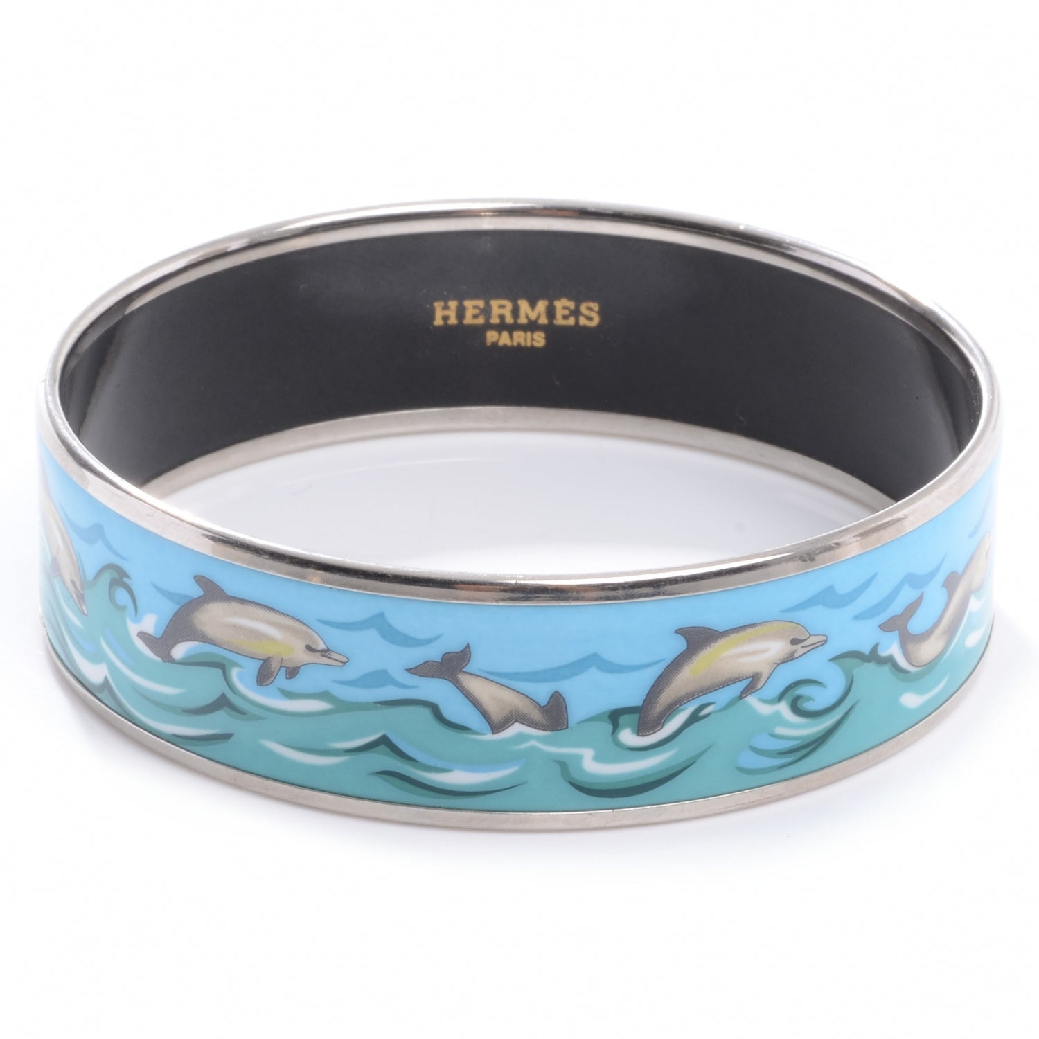 Hermes Enamel Printed Wide Dolphins Bracelet 65 1 of 4