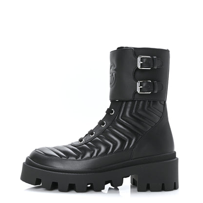 Gucci Nappa Frances GG Matelasse Platform Combat Boots 36 Black 1 of 7