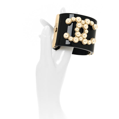 Chanel Resin Pearl CC Cuff Black 2 of 5