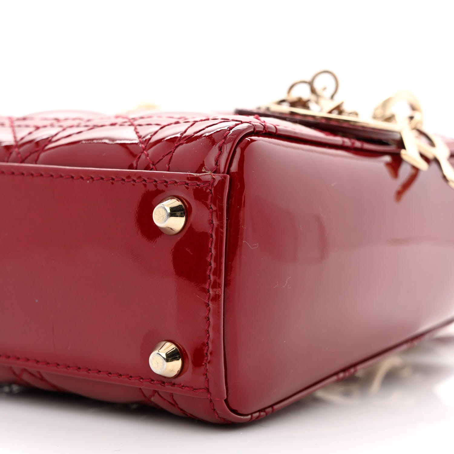 Christian Dior Patent Cannage Mini Lady Dior Red 10 of 11