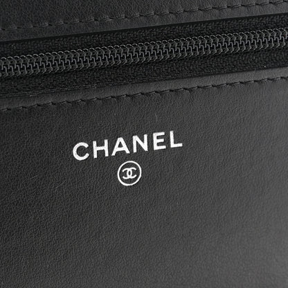 Chanel Caviar Camellia Embossed Wallet On Chain WOC Black 6 of 12