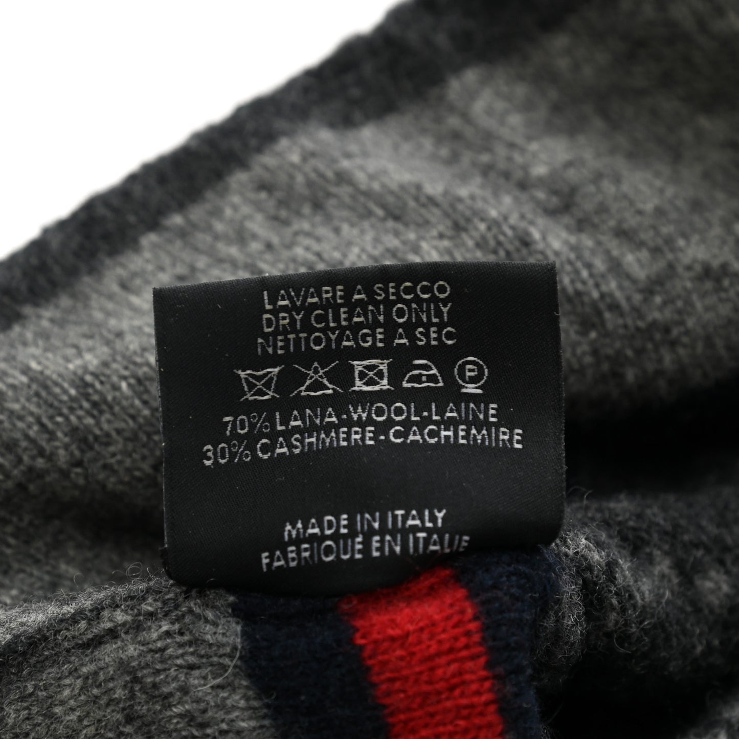 Wool Cashmere GG Monogram Web Arwin Beanie Hat Grey