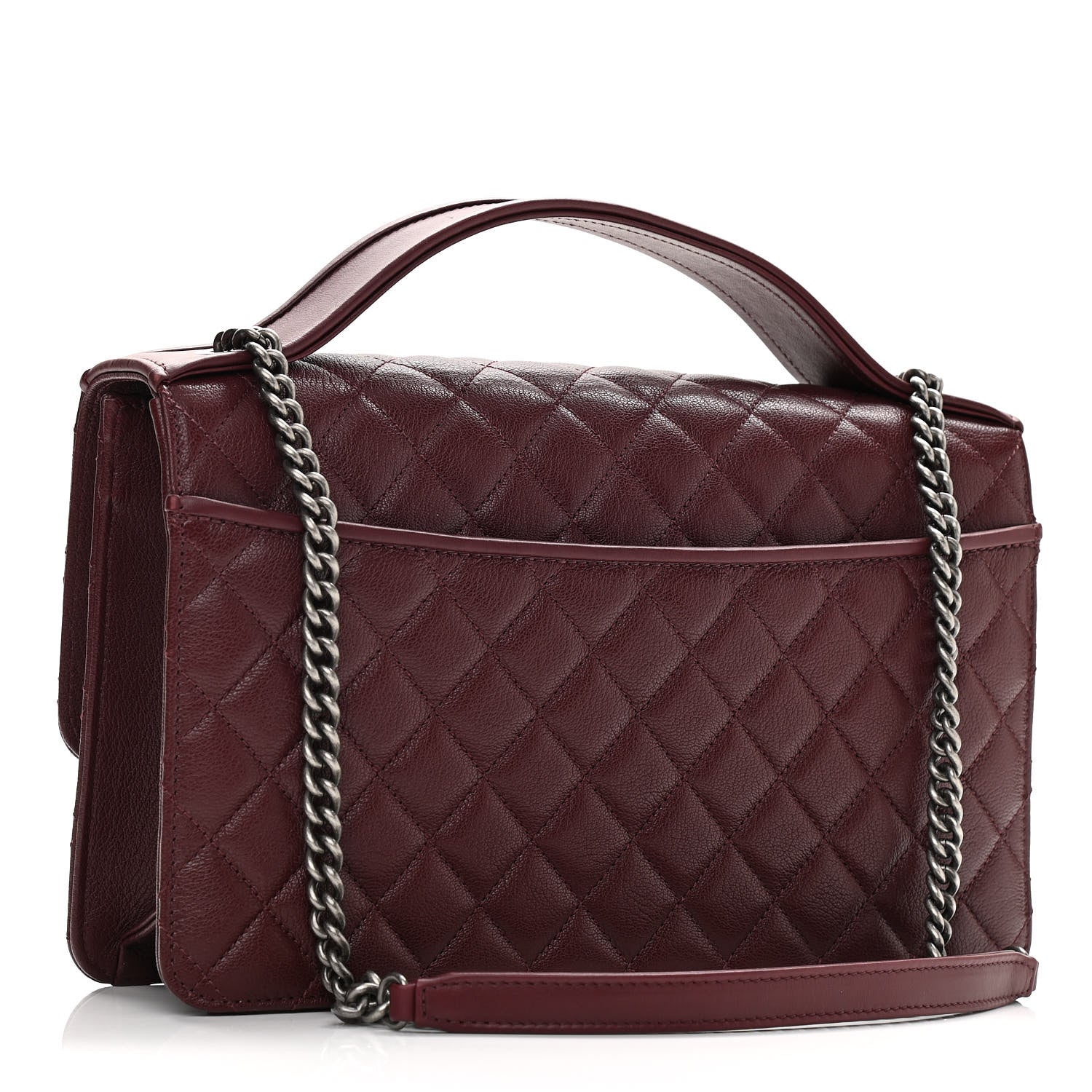 Chanel Goatskin Quilted Large CC University Top Handle Flap Burgundy 3 of 10