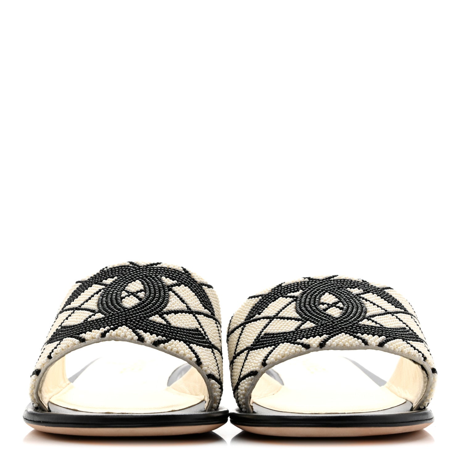 Chanel Pearl Embroidery CC Mules 39.5 Black White 3 of 10