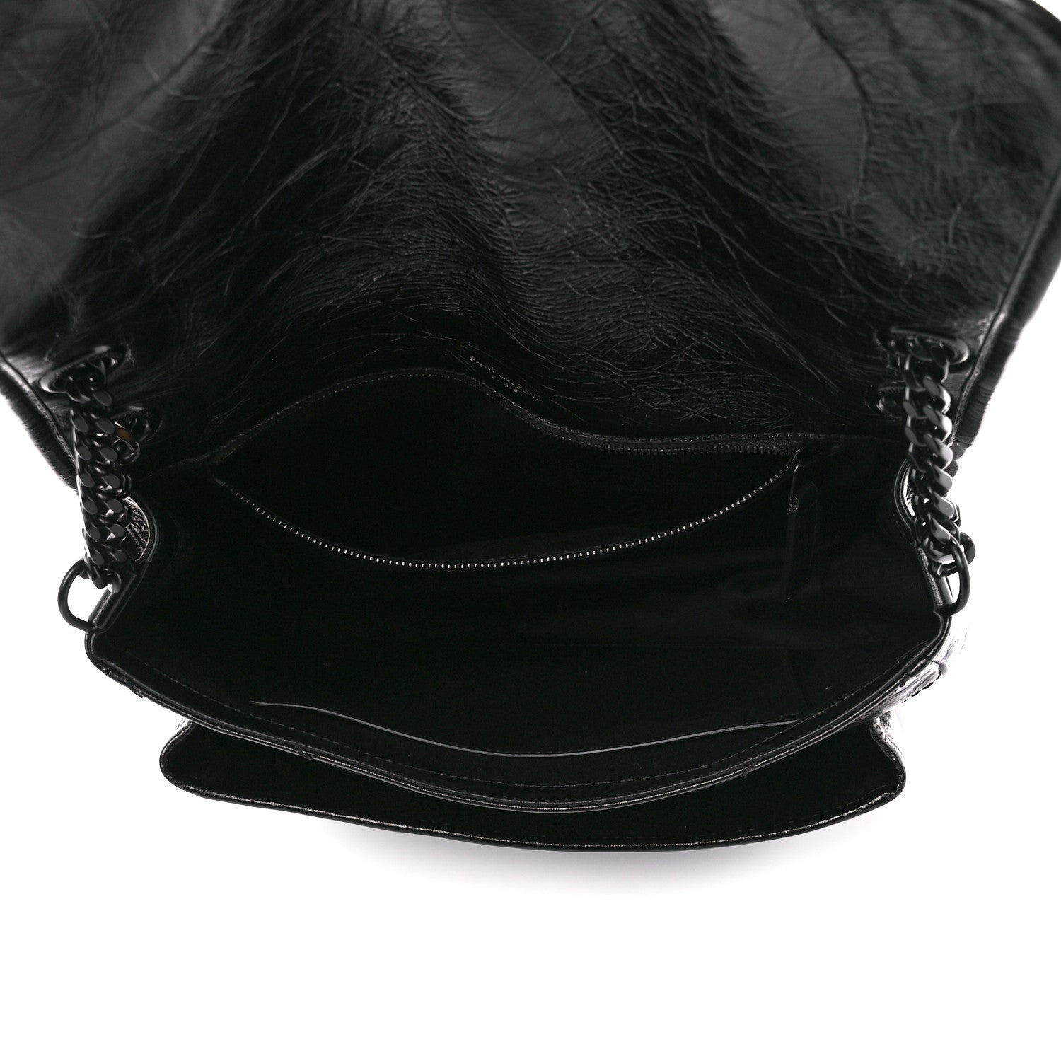 Saint Laurent Crinkled Calfskin Matelasse Monogram Medium Niki Chain Satchel Black 5 of 11