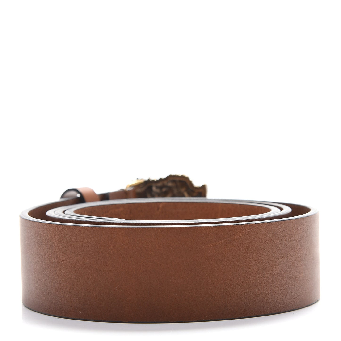 Calfskin Metal Tiger head Buckle Belt 105 42 Brown