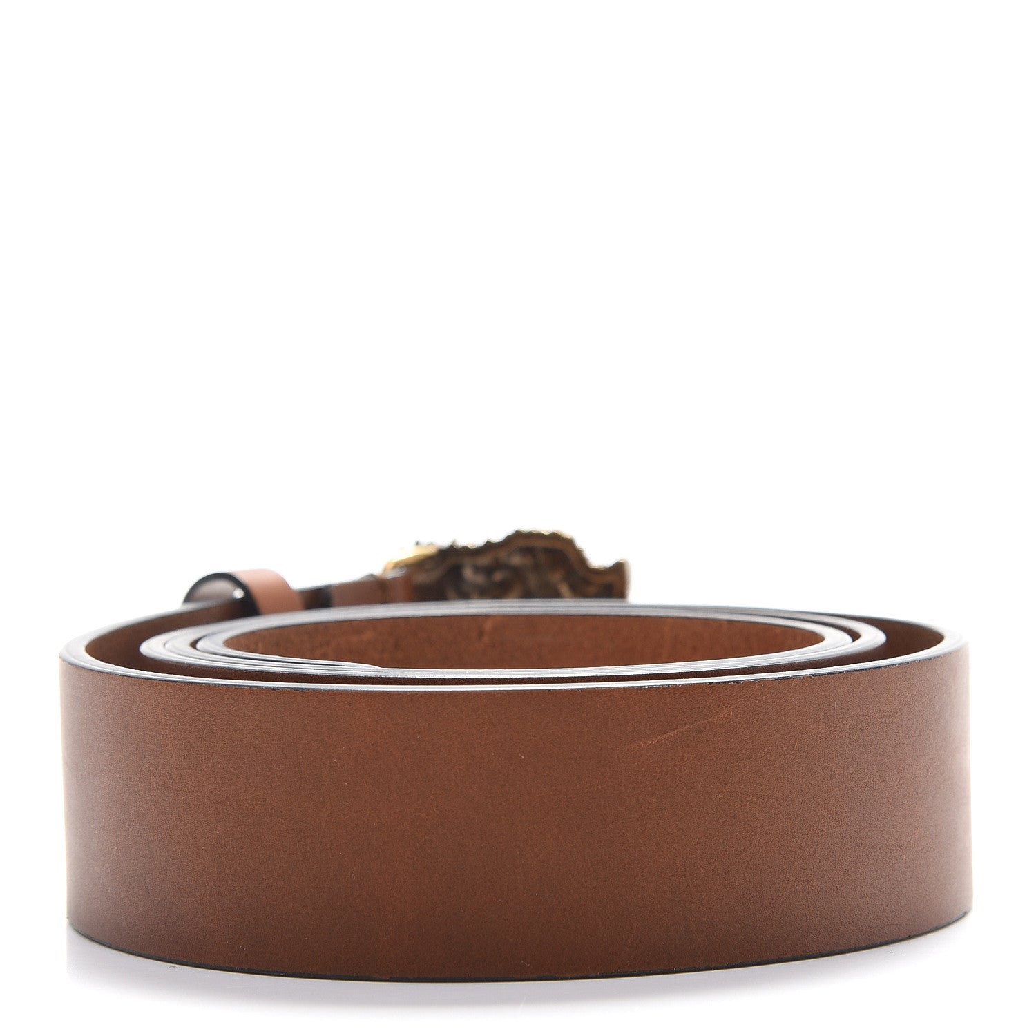 Gucci Calfskin Metal Tiger head Buckle Belt 105 42 Brown 2 of 5