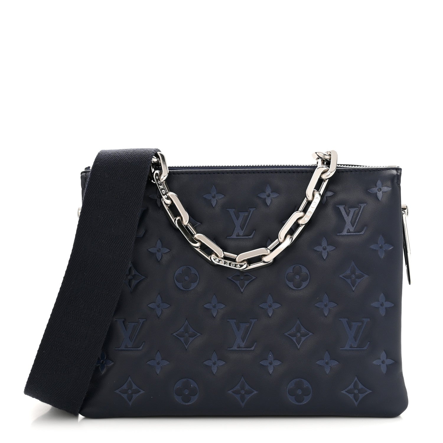 Louis Vuitton Lambskin Embossed Monogram Coussin PM Navy 1 of 12