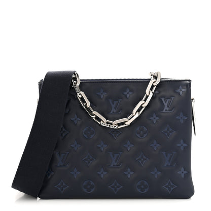 Louis Vuitton Lambskin Embossed Monogram Coussin PM Navy 1 of 12
