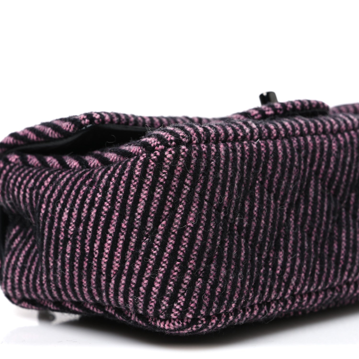 Chanel Wool Tweed Quilted Mini Rectangular Flap Pink Black 8 of 10