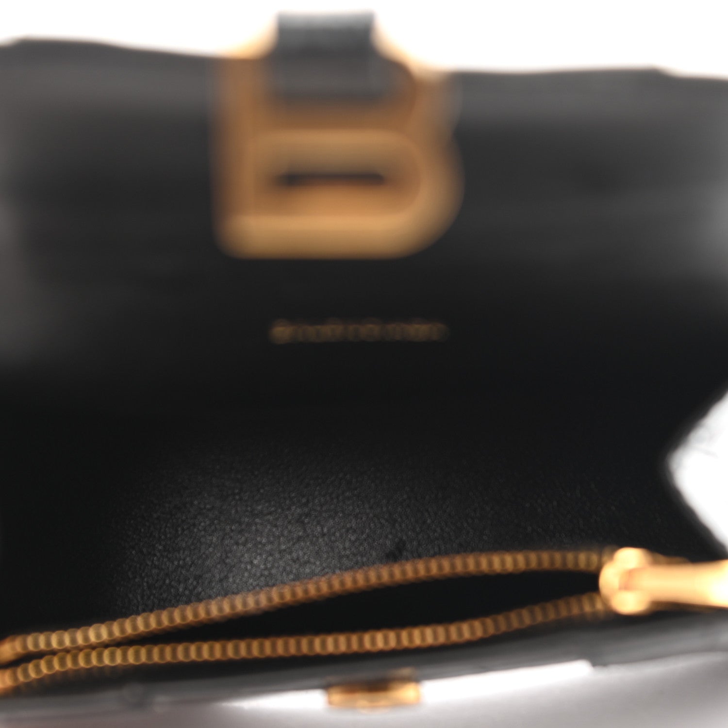 Balenciaga Shiny Calfskin Crocodile Embossed Hourglass Chain Cardholder Black 4 of 8