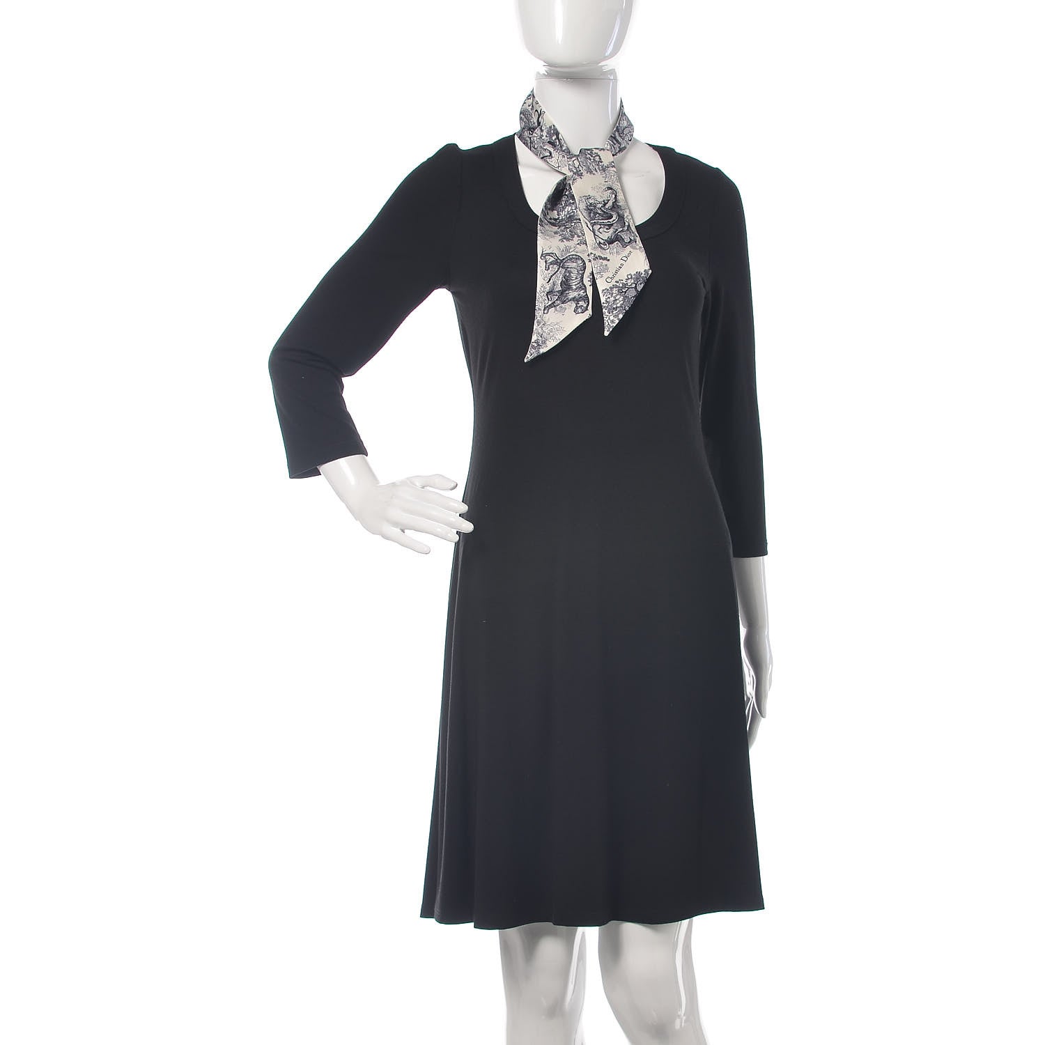 Christian Dior Silk Toile De Jouy Mitzah Scarf Navy Blue 2 of 4