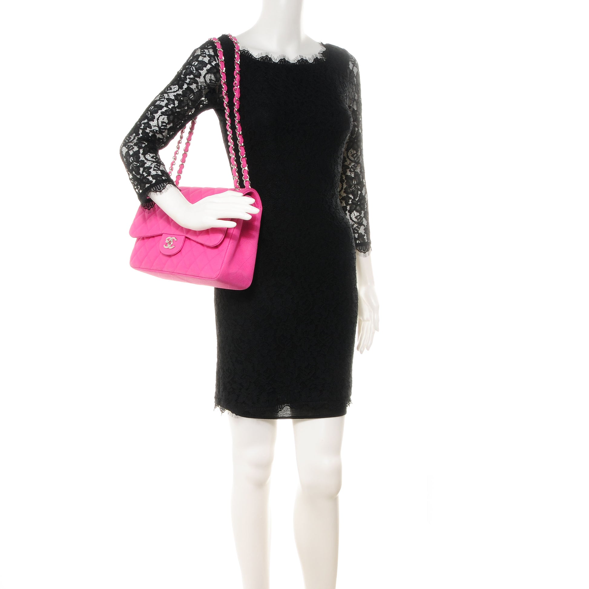 Chanel Iridescent Caviar Jumbo Double Flap Hot Pink 2 of 9