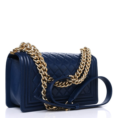 Chanel Lambskin Quilted Medium Boy Flap Dark Blue 2 of 12