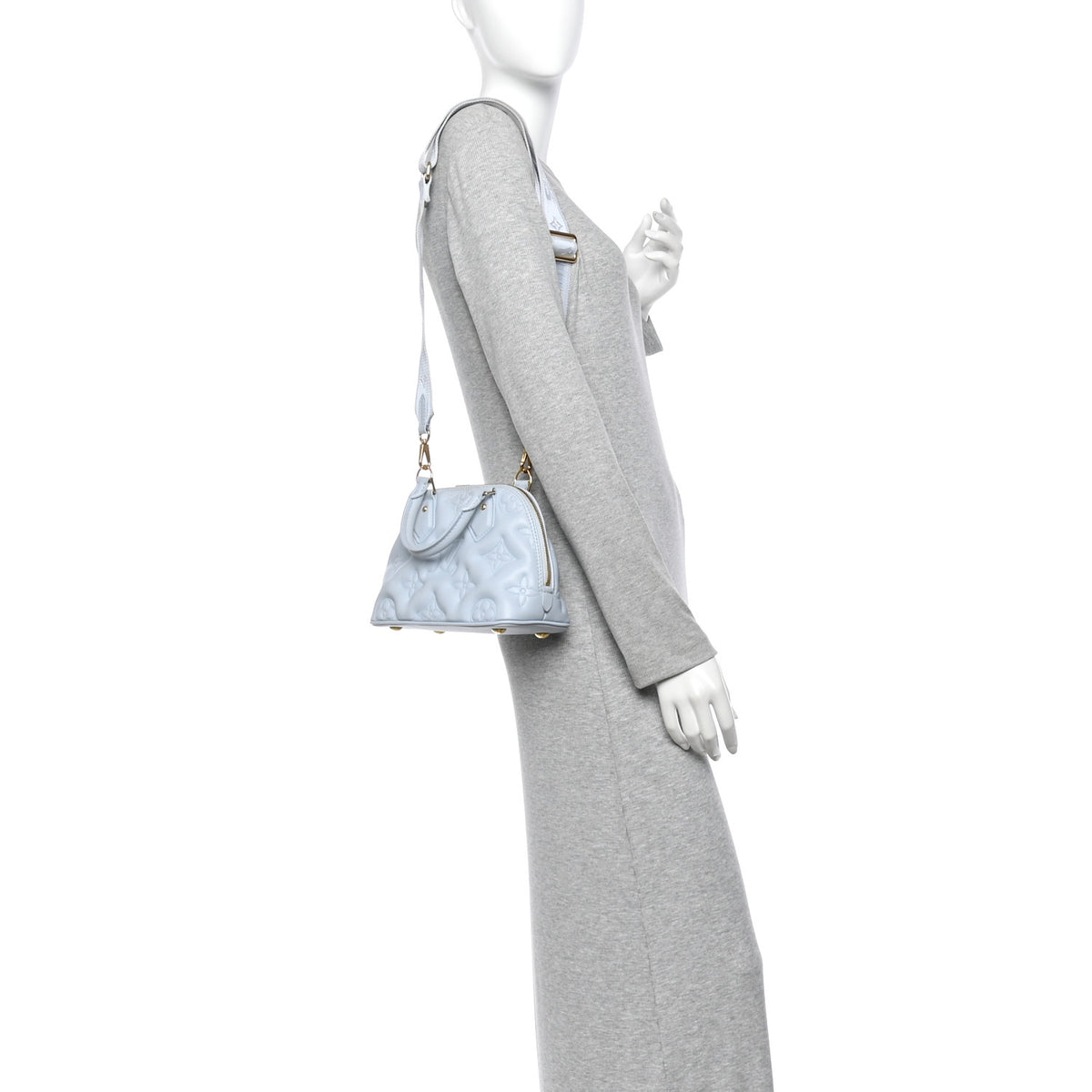 Louis Vuitton Calfskin Bubblegram Alma BB Ice Blue 2 of 12
