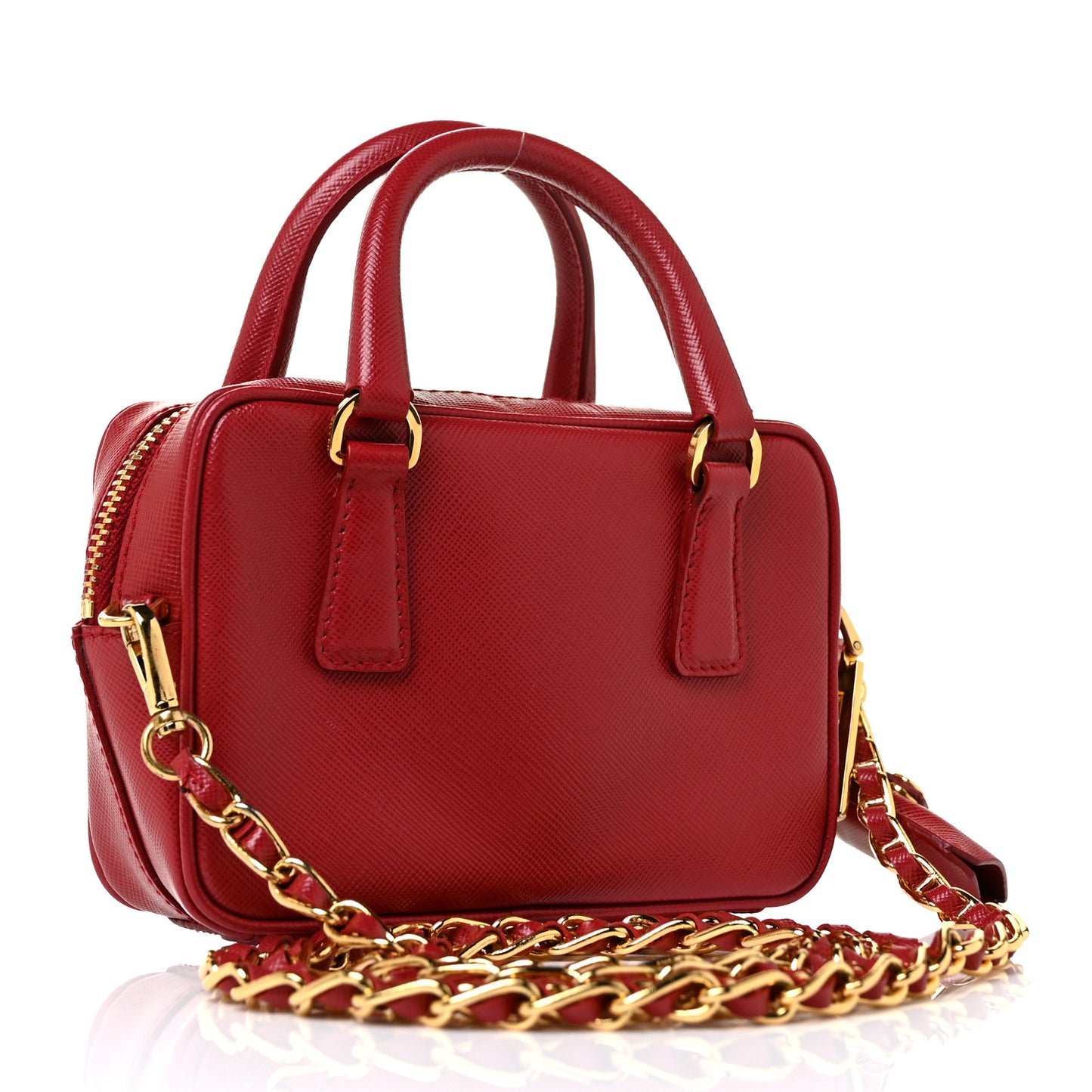 Saffiano Lux Mini Top Handle Crossbody Bag Fuoco