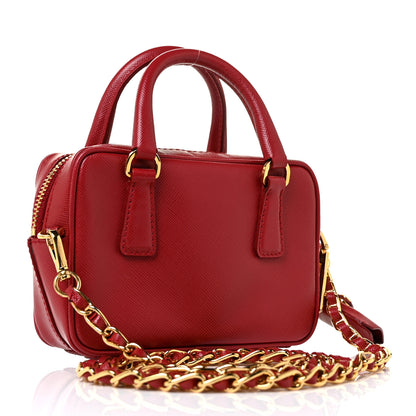 Prada Saffiano Lux Mini Top Handle Crossbody Bag Fuoco 2 of 7