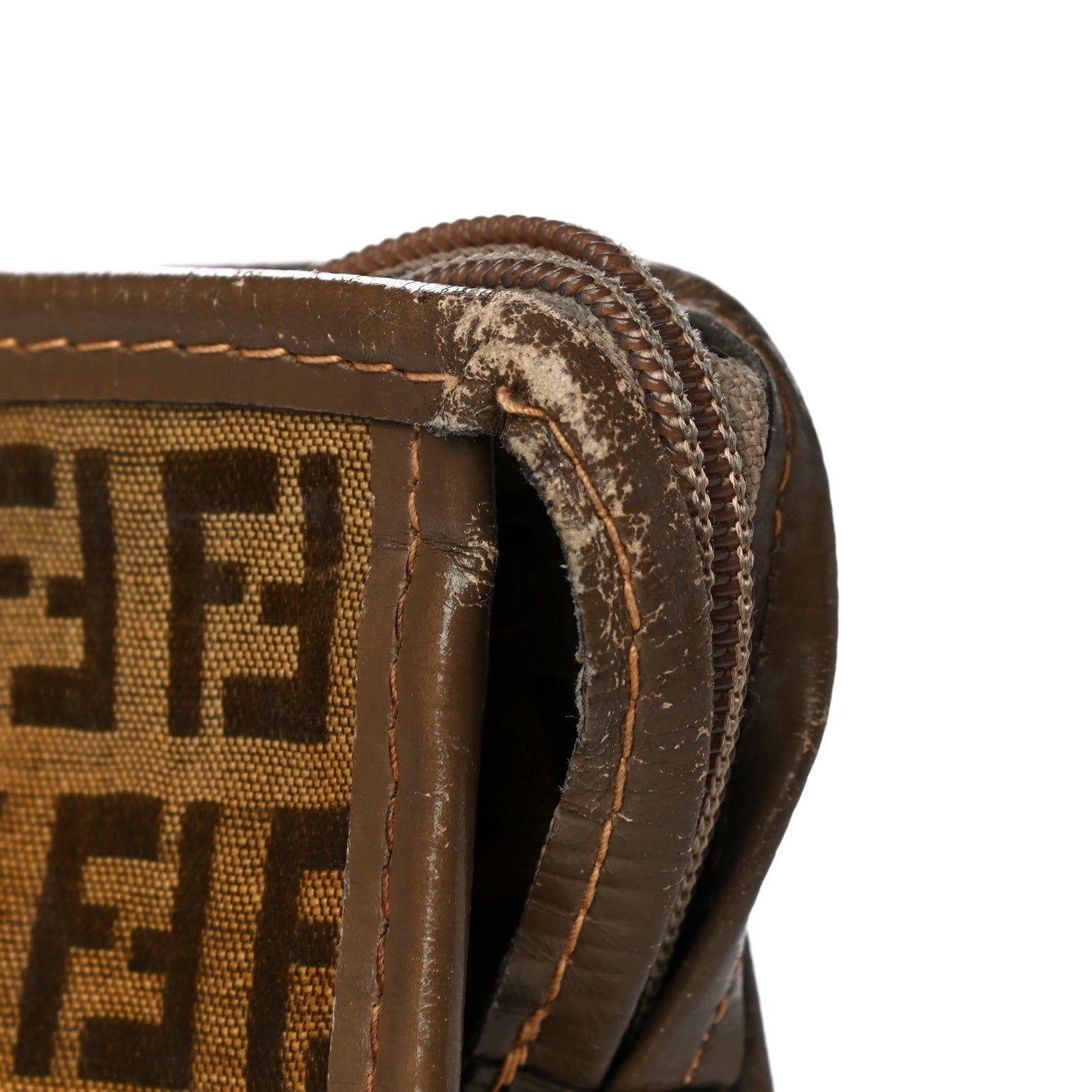 Fendi Vinyl Zucchino Zip Pouch Tobacco 14 of 17