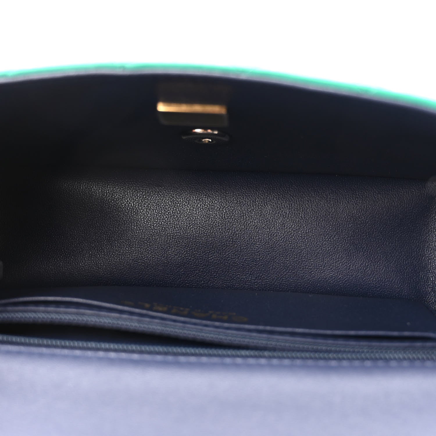 Chanel Lambskin Quilted Bi-Color Mini Top Handle Rectangular Flap Green Dark Blue 5 of 11