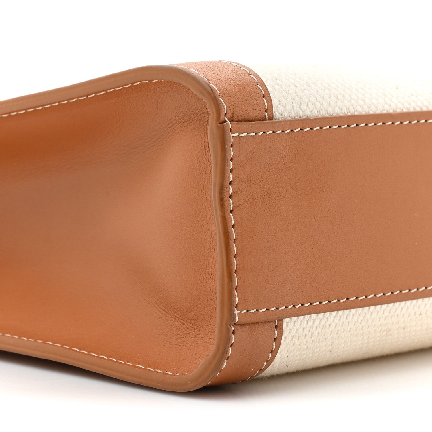 Celine Canvas Calfskin Logo Print Small Vertical Cabas Natural Tan 9 of 17