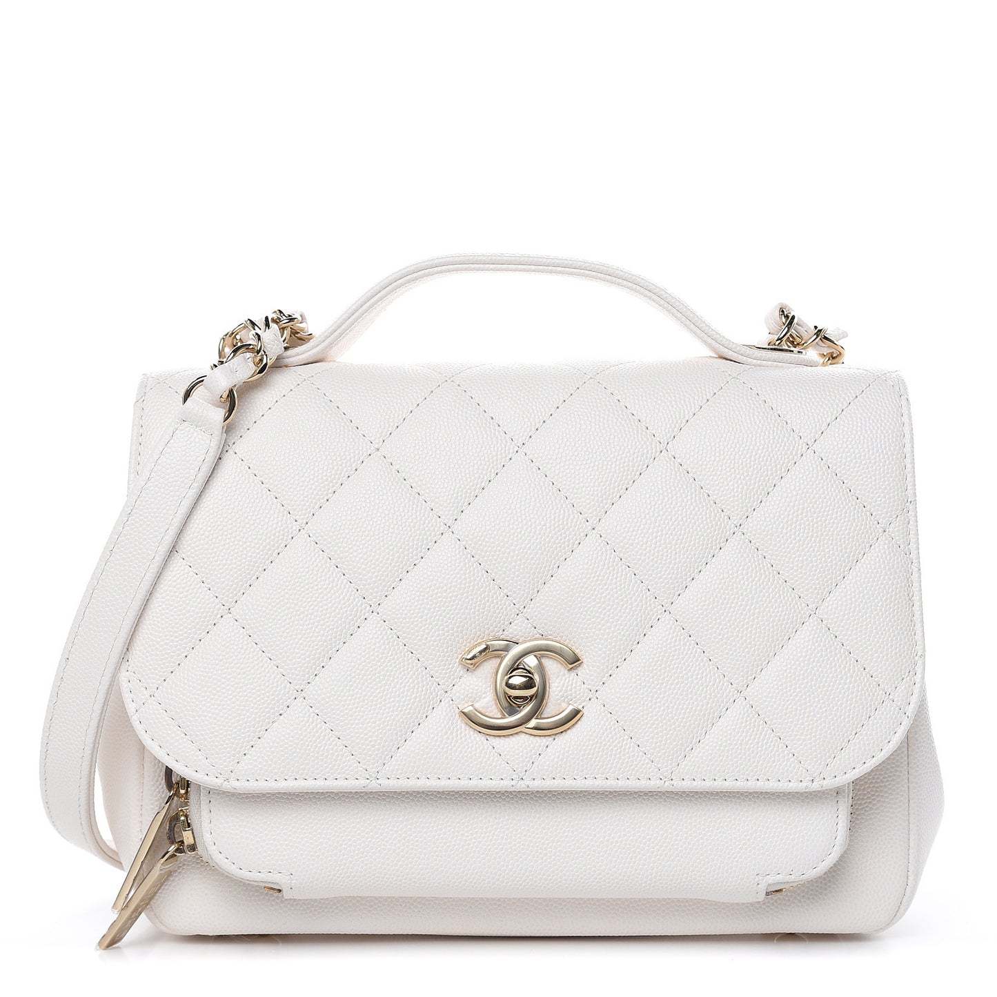 Caviar Quilted Medium Business Affinity Flap White