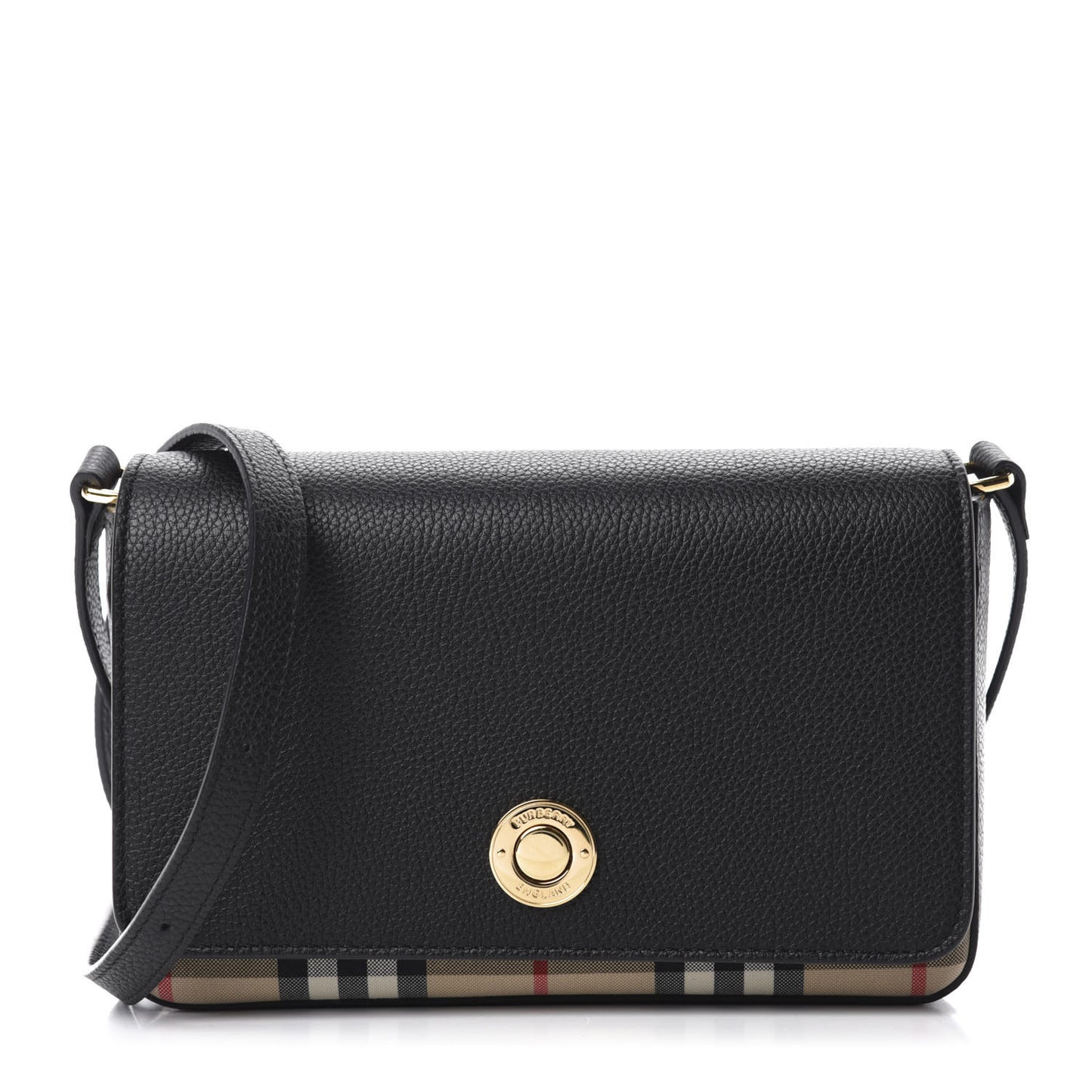 Grainy Calfskin Vintage Check Hampshire Crossbody Black