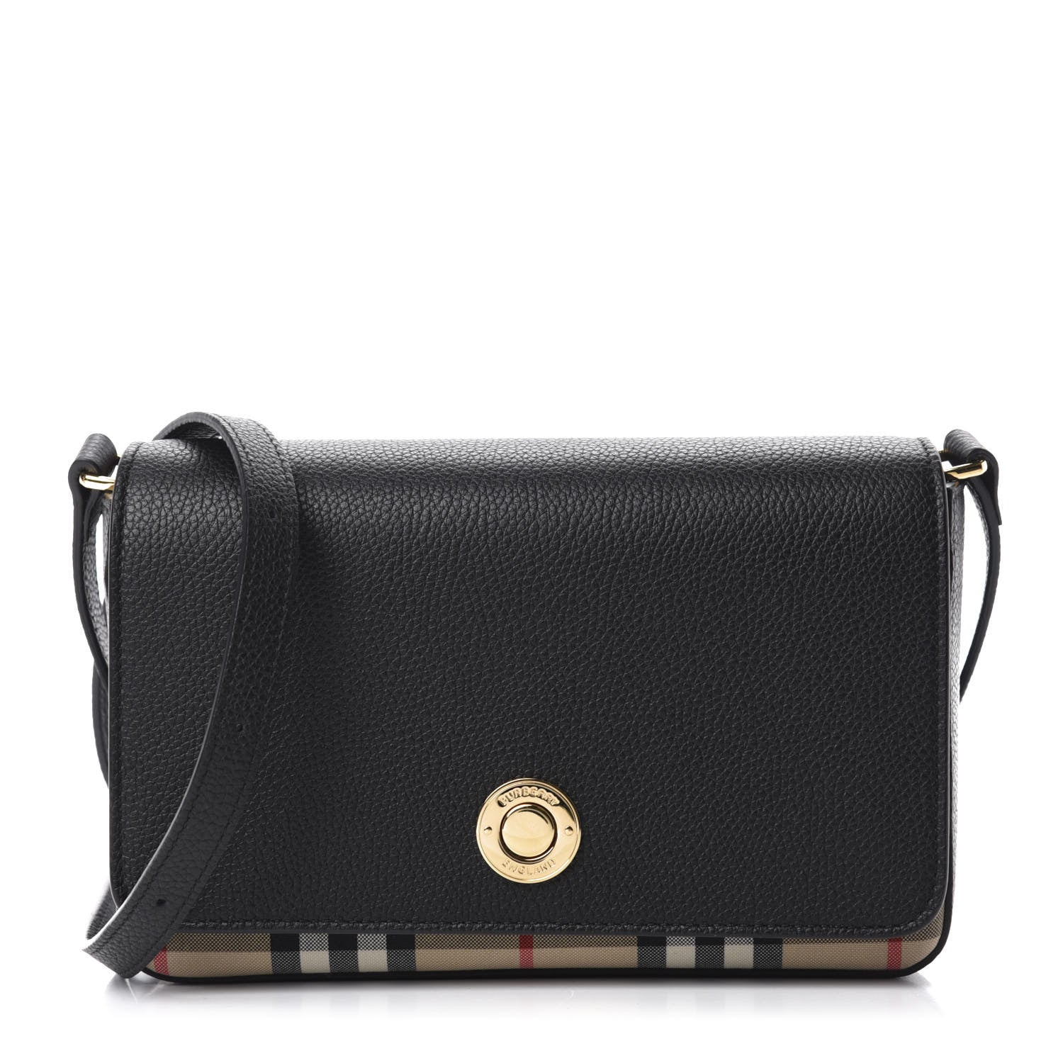 Burberry Grainy Calfskin Vintage Check Hampshire Crossbody Black 1 of 9
