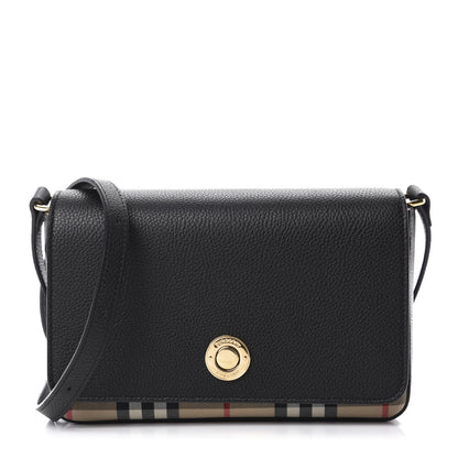 Burberry Grainy Calfskin Vintage Check Hampshire Crossbody Black 1 of 9