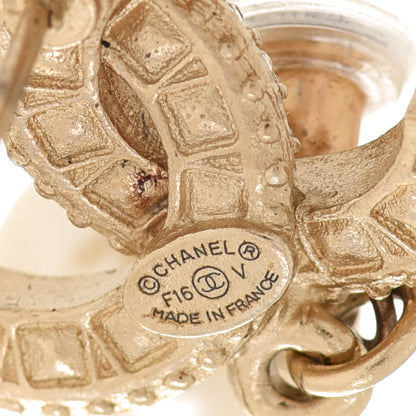 Chanel Crystal Pearl CC Drop Earrings Gold 4 of 4