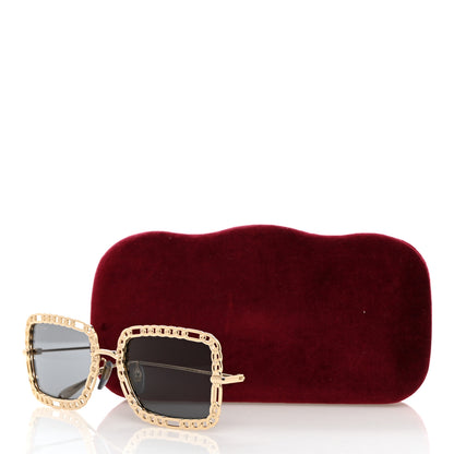 Gucci Rectangle Chain Sunglasses GG1112S Gold 8 of 8