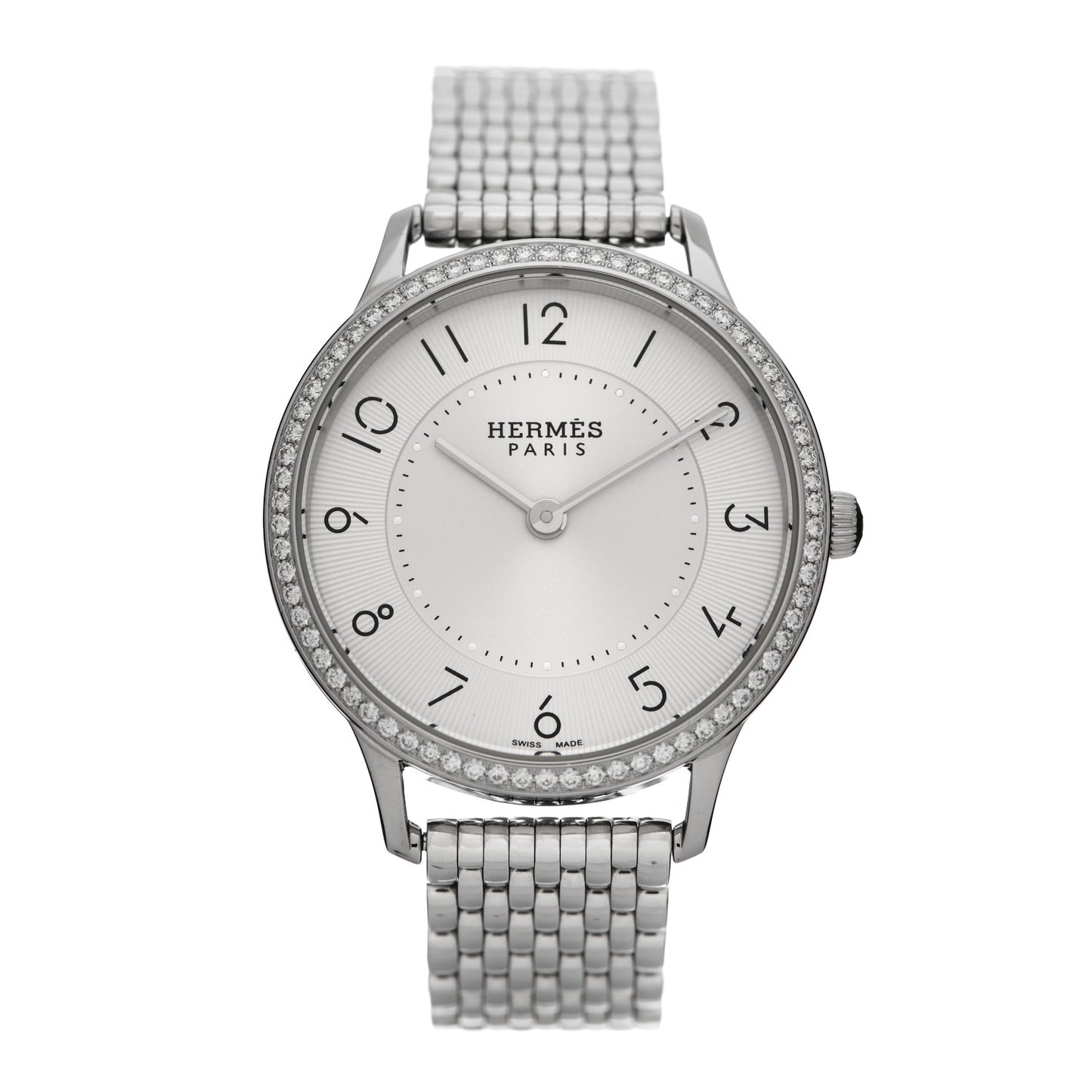 Stainless Steel Diamond Bezel 32mm Slim d'Hermes Quartz Watch