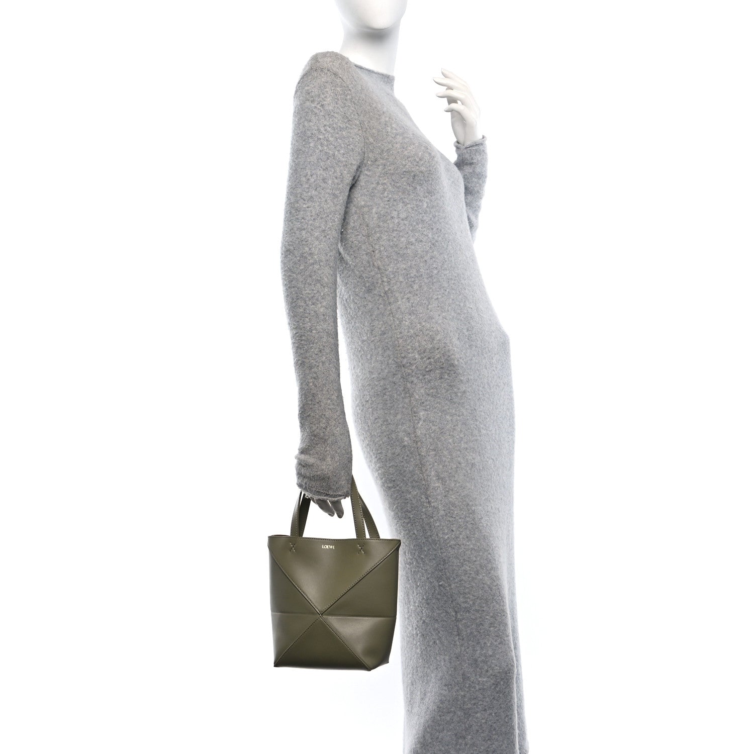 Loewe Shiny Calfskin Mini Puzzle Fold Tote Eucalyptus 2 of 10