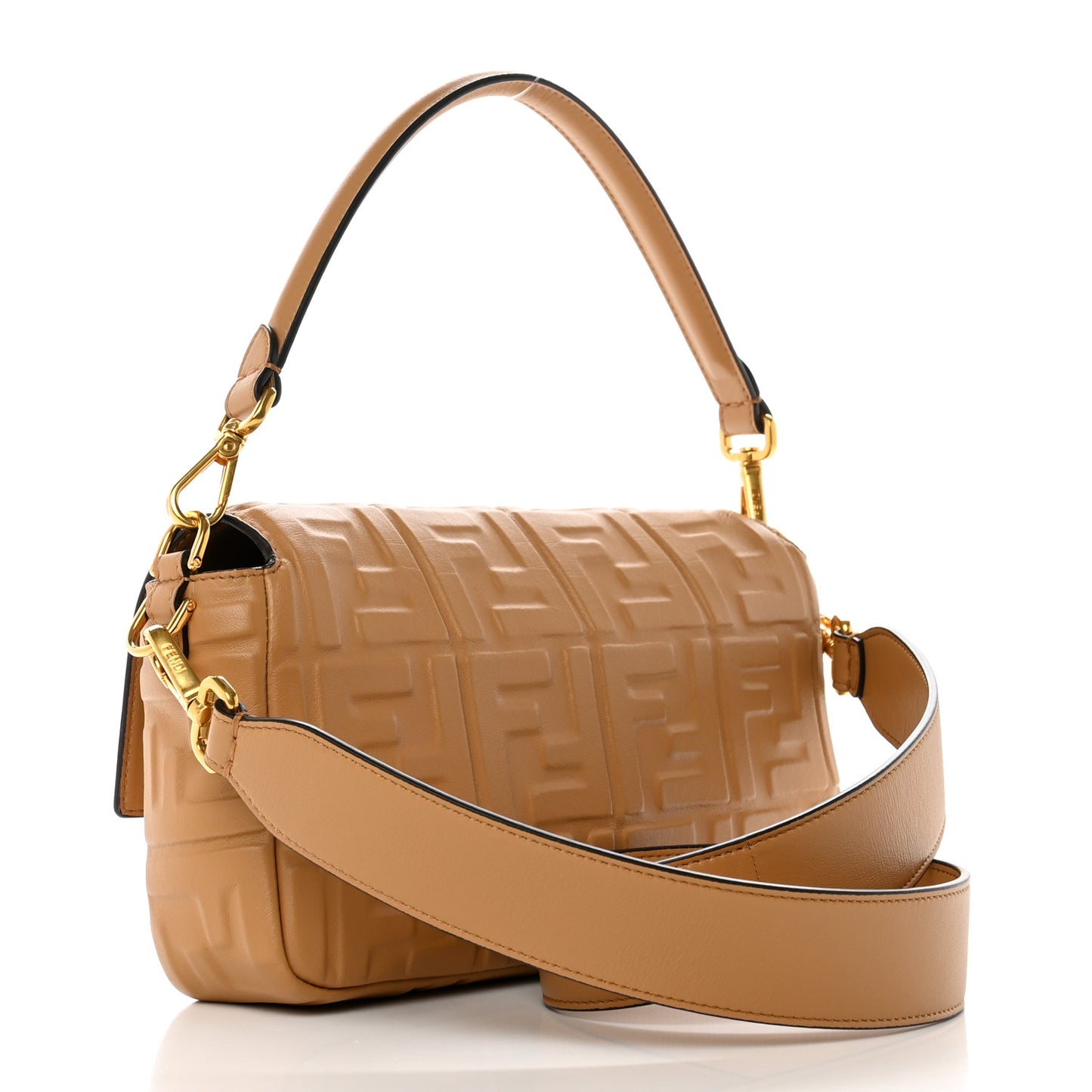 Nappa FF 1974 Embossed Baguette Miele Scuro